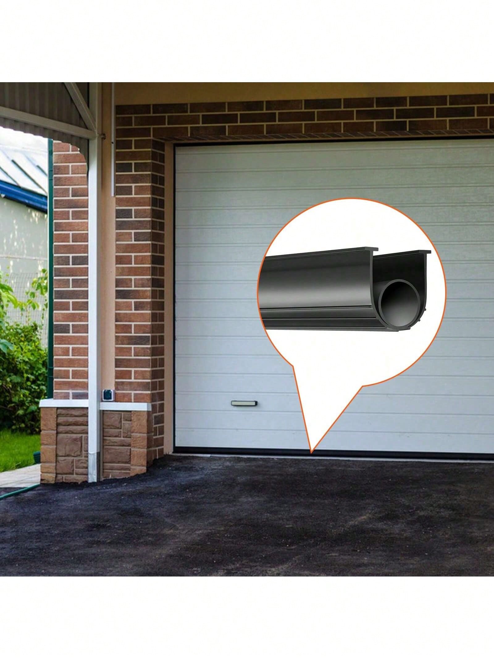 Garage Door Seals Bottom Rubber U Shape +O Ring Garage Door Weather Stripping Universal Weatherproof Threshold Buffering Sealing Rubber 5 16 Inch T-Ends And 3 3 4 Inch Width (20 Ft Black)