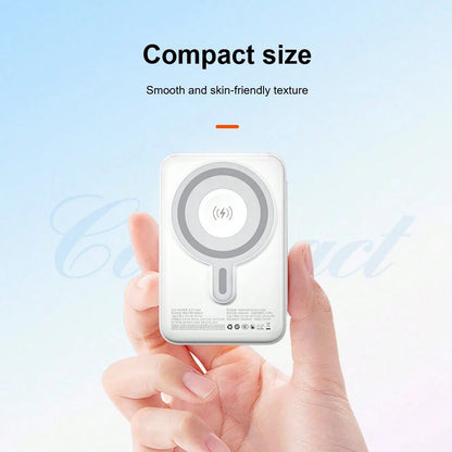 GAWFOLK Pink 10000mAh Power Bank With Stand & Built-In Cable- 2-In-1 Magnetic Wireless Charging Station, Adjustable Kickstand For Hands-Free Viewing, Fast Charging Compatible With Apple/Android. Perf