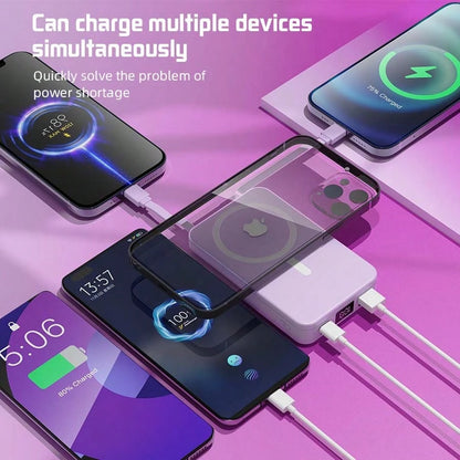 GAWFOLK Pink 10000mAh Power Bank With Stand & Built-In Cable- 2-In-1 Magnetic Wireless Charging Station, Adjustable Kickstand For Hands-Free Viewing, Fast Charging Compatible With Apple/Android. Perf