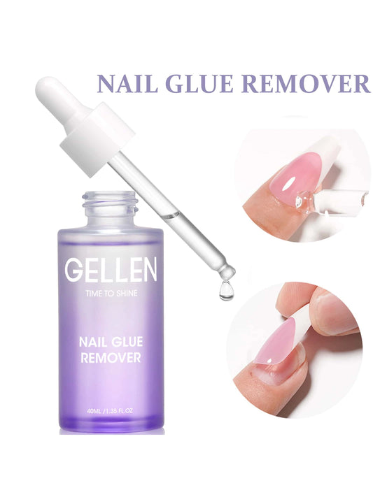 Gellen Nail Glue Remover 40ml Nail Glue Remover For Press On Nails Easy Remove Solid Nail Glue Gel On Fake Nail Tips Not For Gel-Base Glue Or Gel Nail Polish