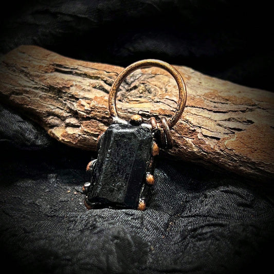 Gemstone Pendant Necklace Vintage-Style Amethyst, Citrine, Fluorite, Black Tourmaline, White Pillar, Irregular-Shaped Stone, Antique Bronz