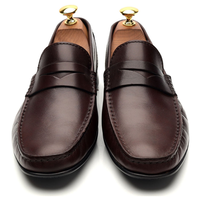 'Genoa' Dark Brown Leather Driving Loafers UK 6 E