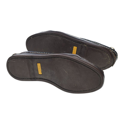 'Ghillie Moc' Dark Brown / Navy Blue Leather Boat Shoes UK 7 US 8 E