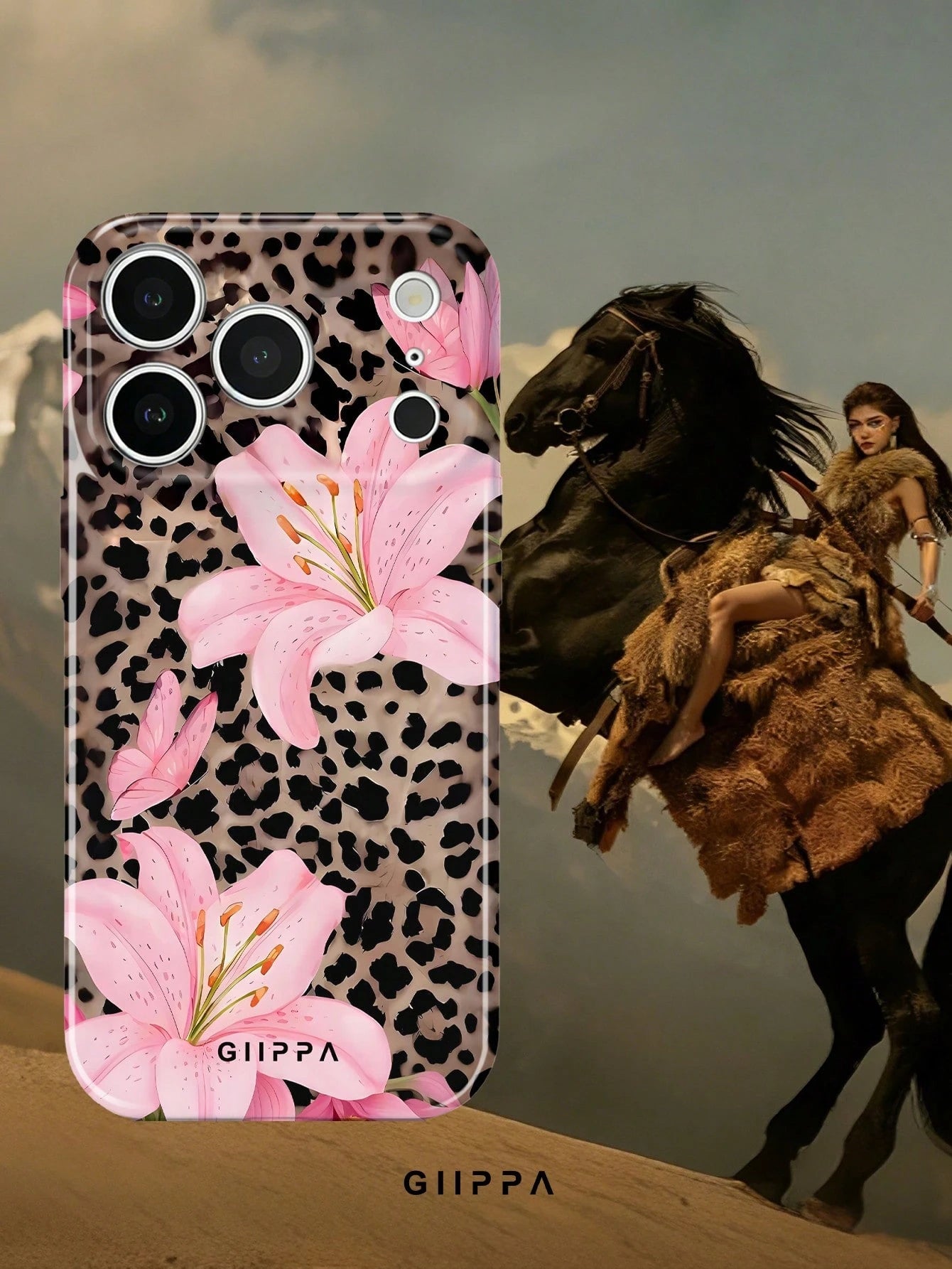 GIIPPA 1 Piece Leopard Print & Lily Pattern Design Phone 17 Pro Max Case, Suitable For Phone 16 Pro Max, 15 Pro Max, 14 Pro Max, Korean Stylish & Interesting Phone Case, Compatible With 11/12/13/14/15