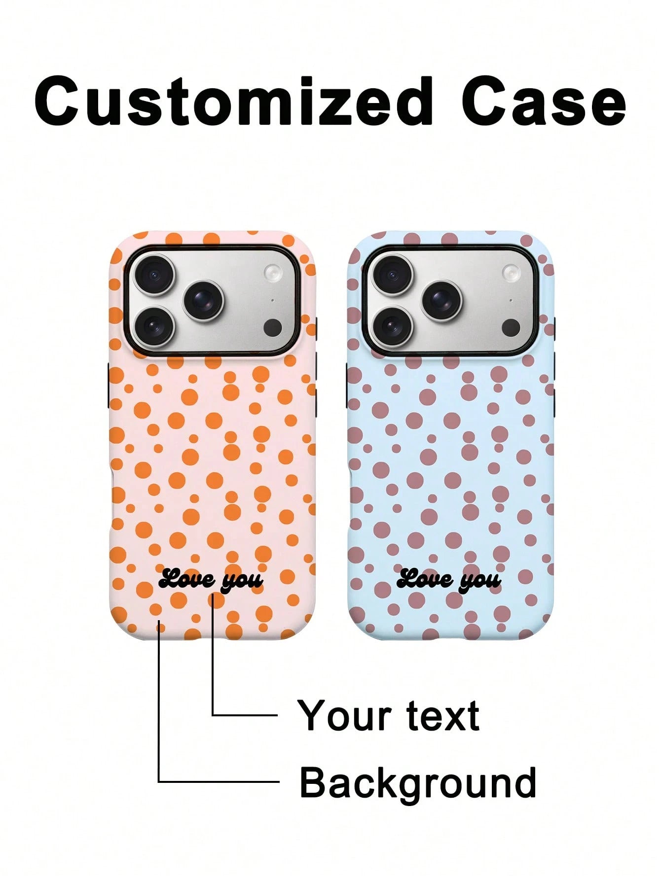 GIIPPA 1pc Customized Name Polka Dot Phone Case, Film 2-In-1 Phone Protective Cover, Suitable For IPhone 17/16/15/14/13/12/11 Phone Case, Suitable For Galaxy S26 S25 S24 Ultra/Plus/Fe, Back To School