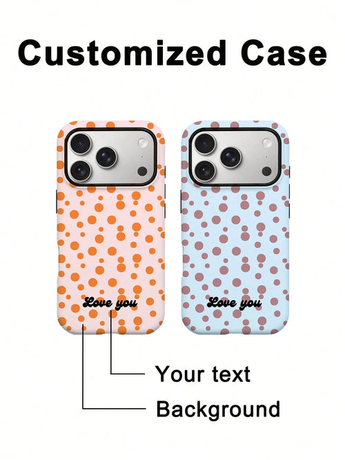 GIIPPA 1pc Customized Name Polka Dot Phone Case, Film 2-In-1 Phone Protective Cover, Suitable For IPhone 17/16/15/14/13/12/11 Phone Case, Suitable For Galaxy S26 S25 S24 Ultra/Plus/Fe, Back To School