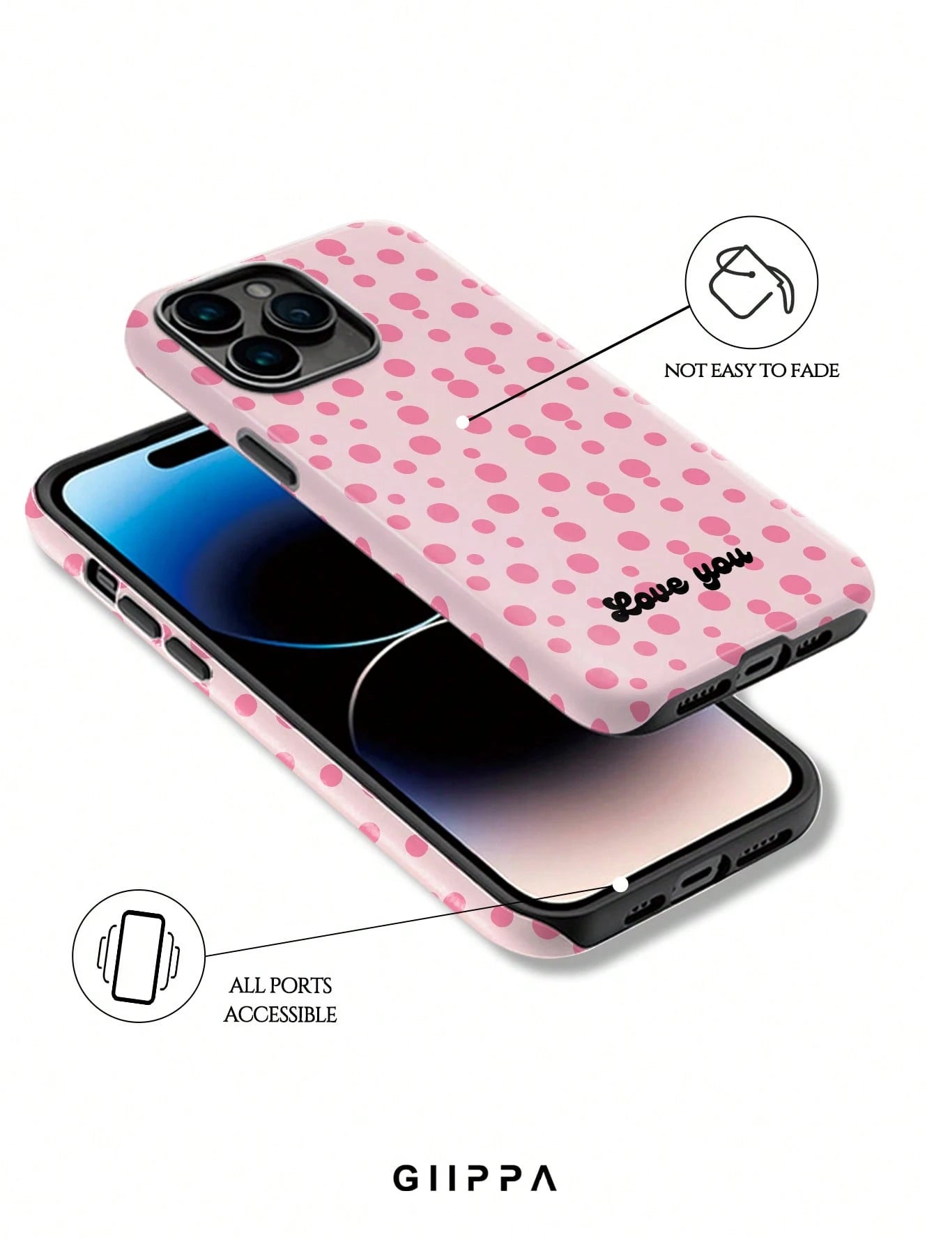 GIIPPA 1pc Customized Name Polka Dot Phone Case, Film 2-In-1 Phone Protective Cover, Suitable For IPhone 17/16/15/14/13/12/11 Phone Case, Suitable For Galaxy S26 S25 S24 Ultra/Plus/Fe, Back To School