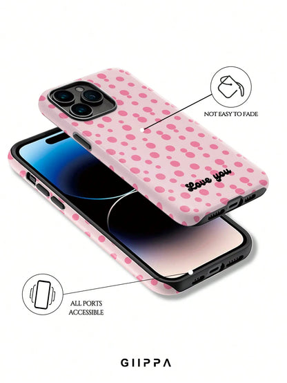 GIIPPA 1pc Customized Name Polka Dot Phone Case, Film 2-In-1 Phone Protective Cover, Suitable For IPhone 17/16/15/14/13/12/11 Phone Case, Suitable For Galaxy S26 S25 S24 Ultra/Plus/Fe, Back To School