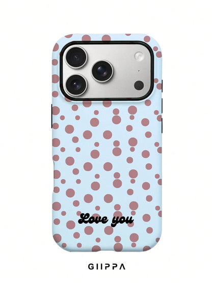 GIIPPA 1pc Customized Name Polka Dot Phone Case, Film 2-In-1 Phone Protective Cover, Suitable For IPhone 17/16/15/14/13/12/11 Phone Case, Suitable For Galaxy S26 S25 S24 Ultra/Plus/Fe, Back To School