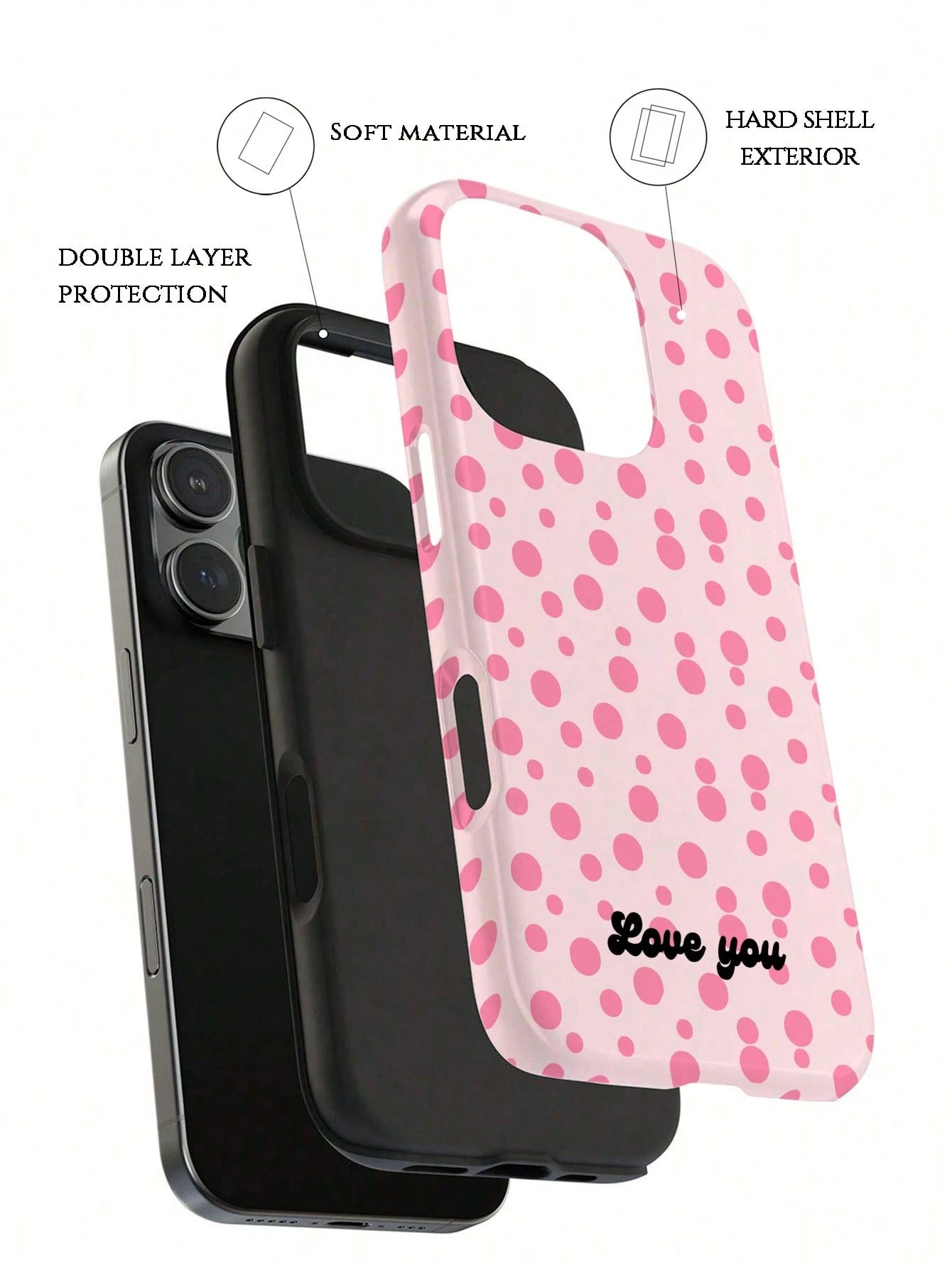 GIIPPA 1pc Customized Name Polka Dot Phone Case, Film 2-In-1 Phone Protective Cover, Suitable For IPhone 17/16/15/14/13/12/11 Phone Case, Suitable For Galaxy S26 S25 S24 Ultra/Plus/Fe, Back To School