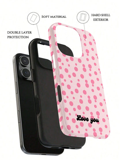 GIIPPA 1pc Customized Name Polka Dot Phone Case, Film 2-In-1 Phone Protective Cover, Suitable For IPhone 17/16/15/14/13/12/11 Phone Case, Suitable For Galaxy S26 S25 S24 Ultra/Plus/Fe, Back To School