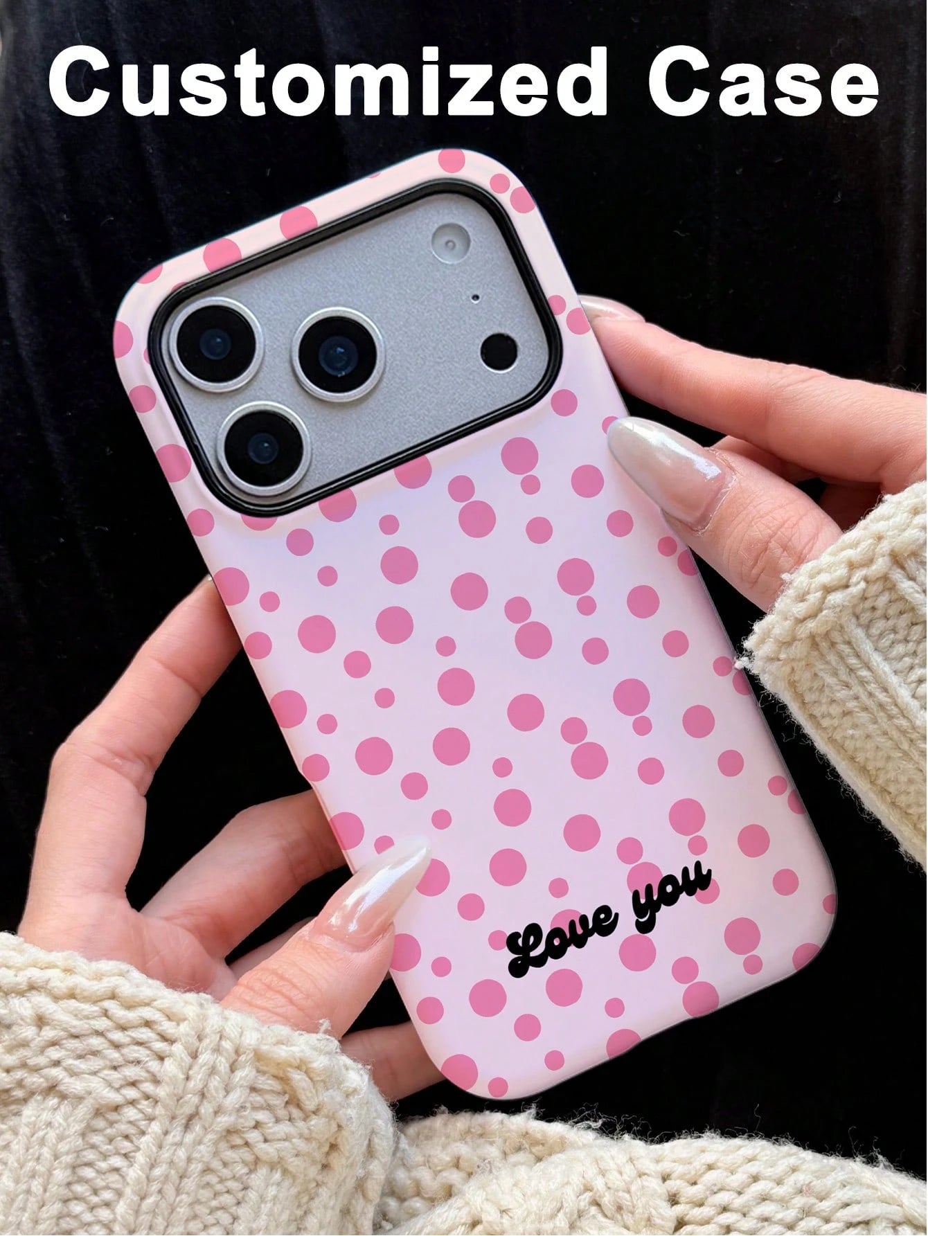 GIIPPA 1pc Customized Name Polka Dot Phone Case, Film 2-In-1 Phone Protective Cover, Suitable For IPhone 17/16/15/14/13/12/11 Phone Case, Suitable For Galaxy S26 S25 S24 Ultra/Plus/Fe, Back To School