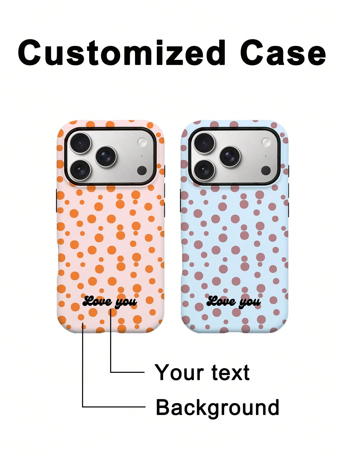 GIIPPA 1pc Customized Name Polka Dot Phone Case, Film 2-In-1 Phone Protective Cover, Suitable For IPhone 17/16/15/14/13/12/11 Phone Case, Suitable For Galaxy S26 S25 S24 Ultra/Plus/Fe, Back To School