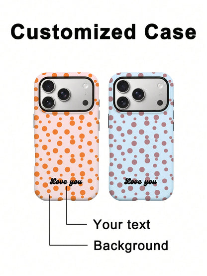 GIIPPA 1pc Customized Name Polka Dot Phone Case, Film 2-In-1 Phone Protective Cover, Suitable For IPhone 17/16/15/14/13/12/11 Phone Case, Suitable For Galaxy S26 S25 S24 Ultra/Plus/Fe, Back To School