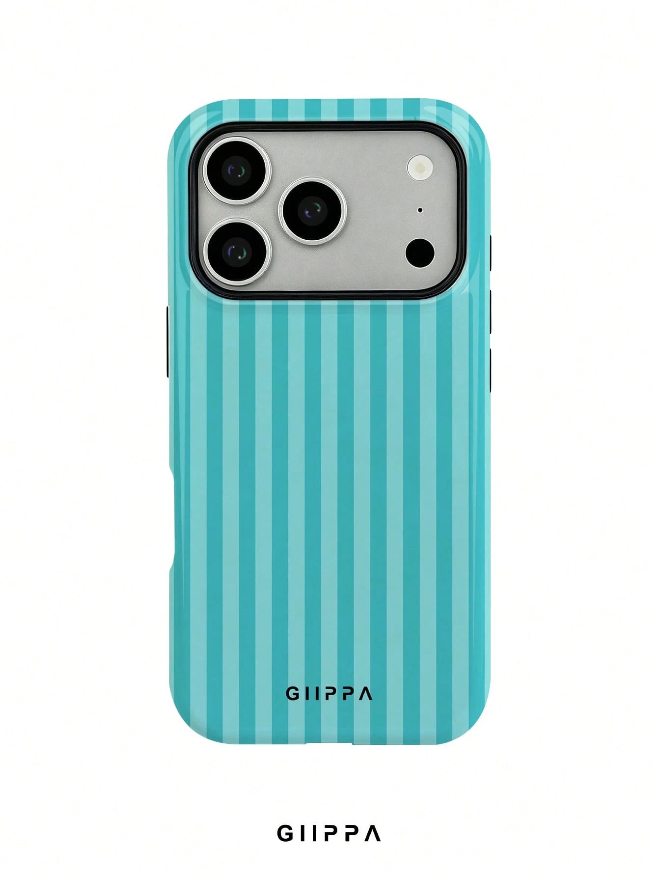 GIIPPA 1pc Mint Blue Vertical Stripe Pattern Design, Phone 17 Pro Max Phone Case, Compatible With Phone 16 Pro Max, 15 Pro Max, 14 Pro Max, Korean Style High-End Fashionable And Interesting Phone Case