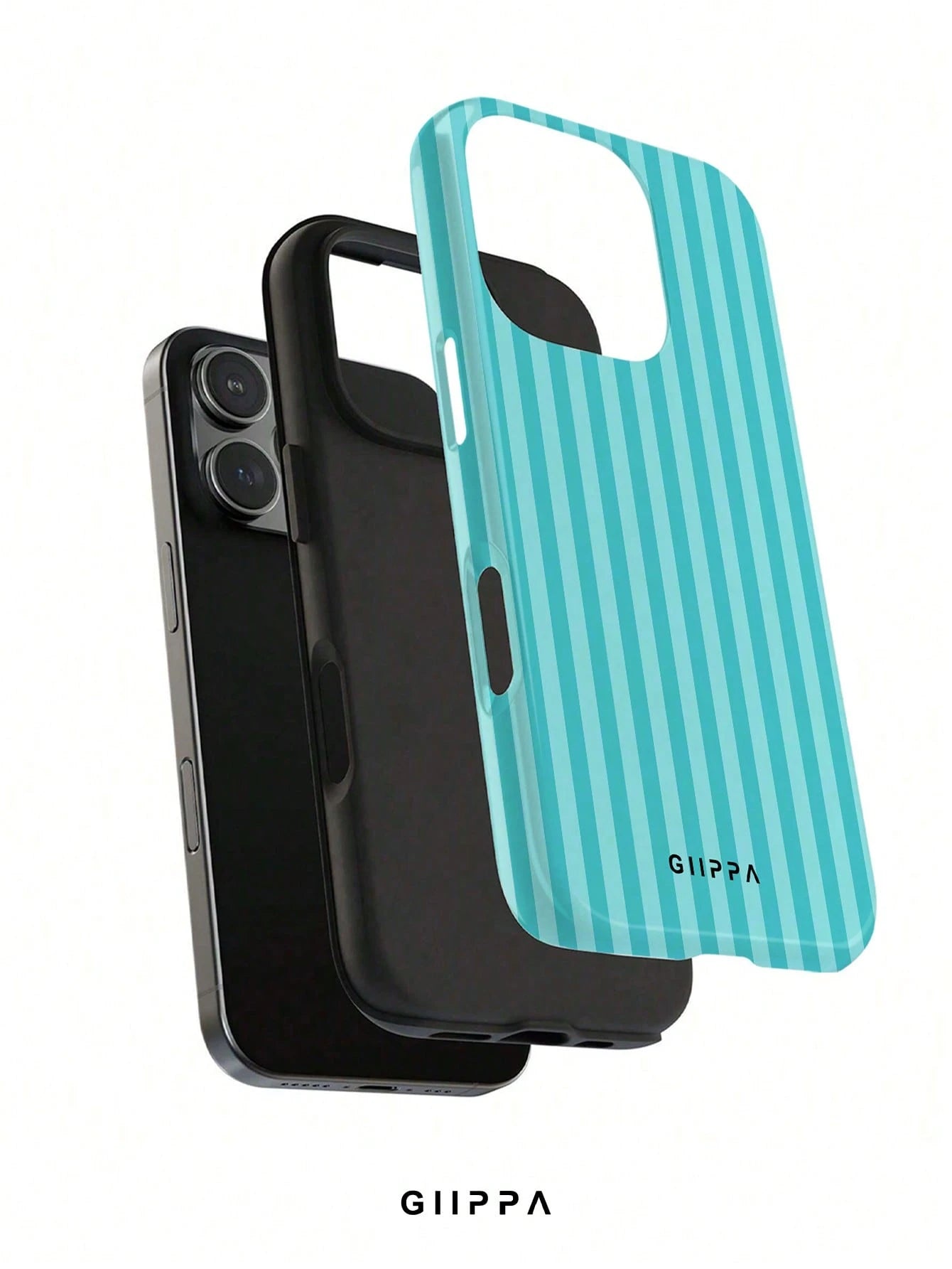 GIIPPA 1pc Mint Blue Vertical Stripe Pattern Design, Phone 17 Pro Max Phone Case, Compatible With Phone 16 Pro Max, 15 Pro Max, 14 Pro Max, Korean Style High-End Fashionable And Interesting Phone Case