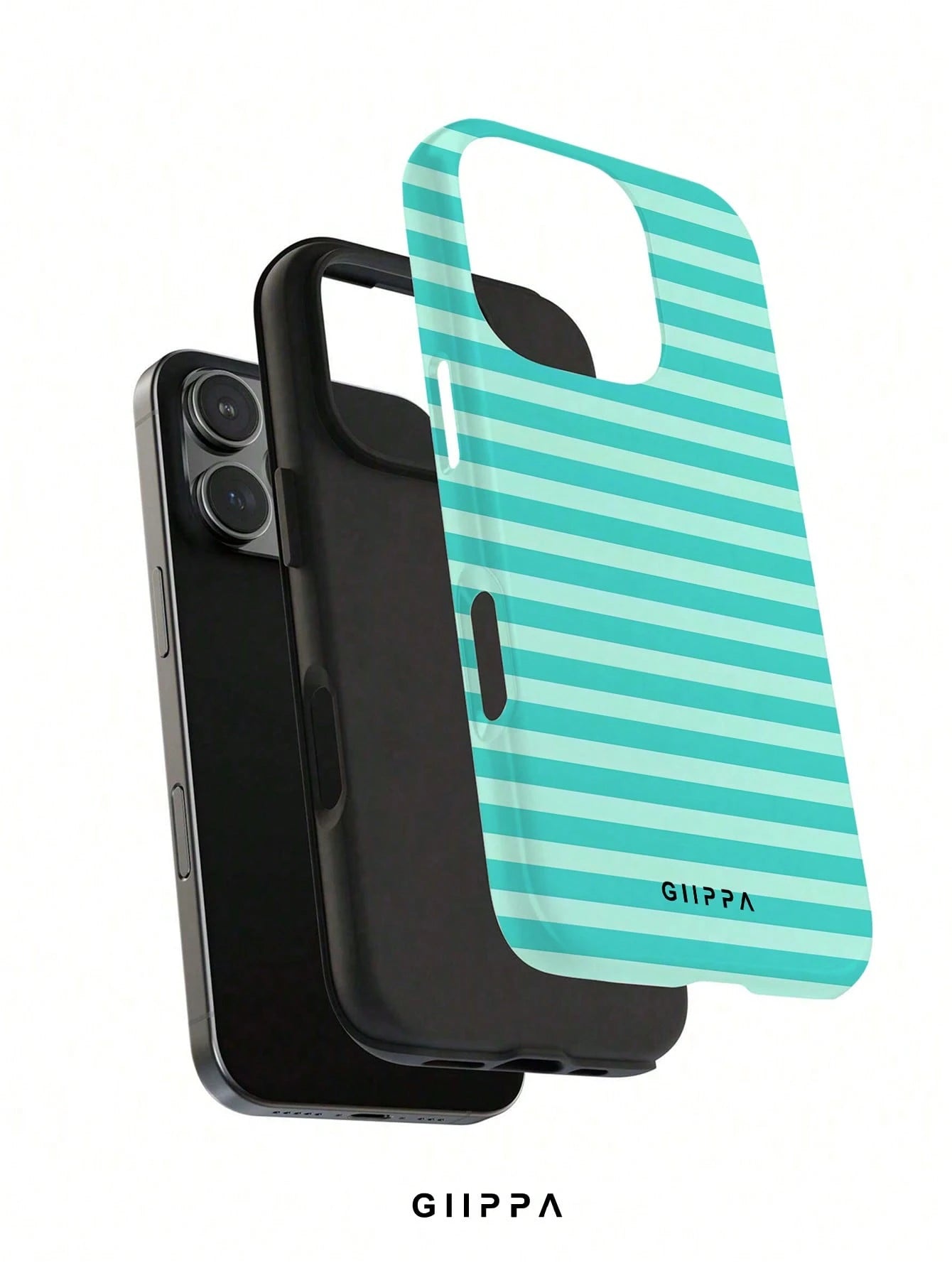 GIIPPA 1pc Mint Green Horizontal Stripe Pattern Design, Phone 17 Pro Max Phone Case, Compatible With Phone 16 Pro Max, 15 Pro Max, 14 Pro Max, Korean-Style High-End Fashionable And Fun Phone Case, Com