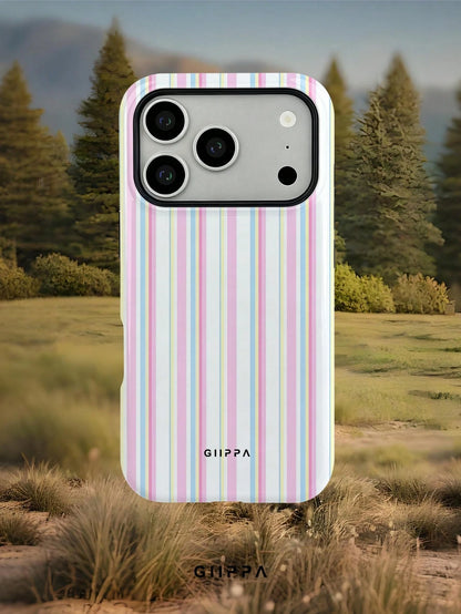 GIIPPA 1pc Pink Tone Vertical Stripe Mixed Pattern Design Phone 17 Pro Max Phone Case, Compatible With Phone 16 Pro Max, 15 Pro Max, 14 Pro Max, Korean-Style High-End Fashion Fun Phone Case, Compatibl