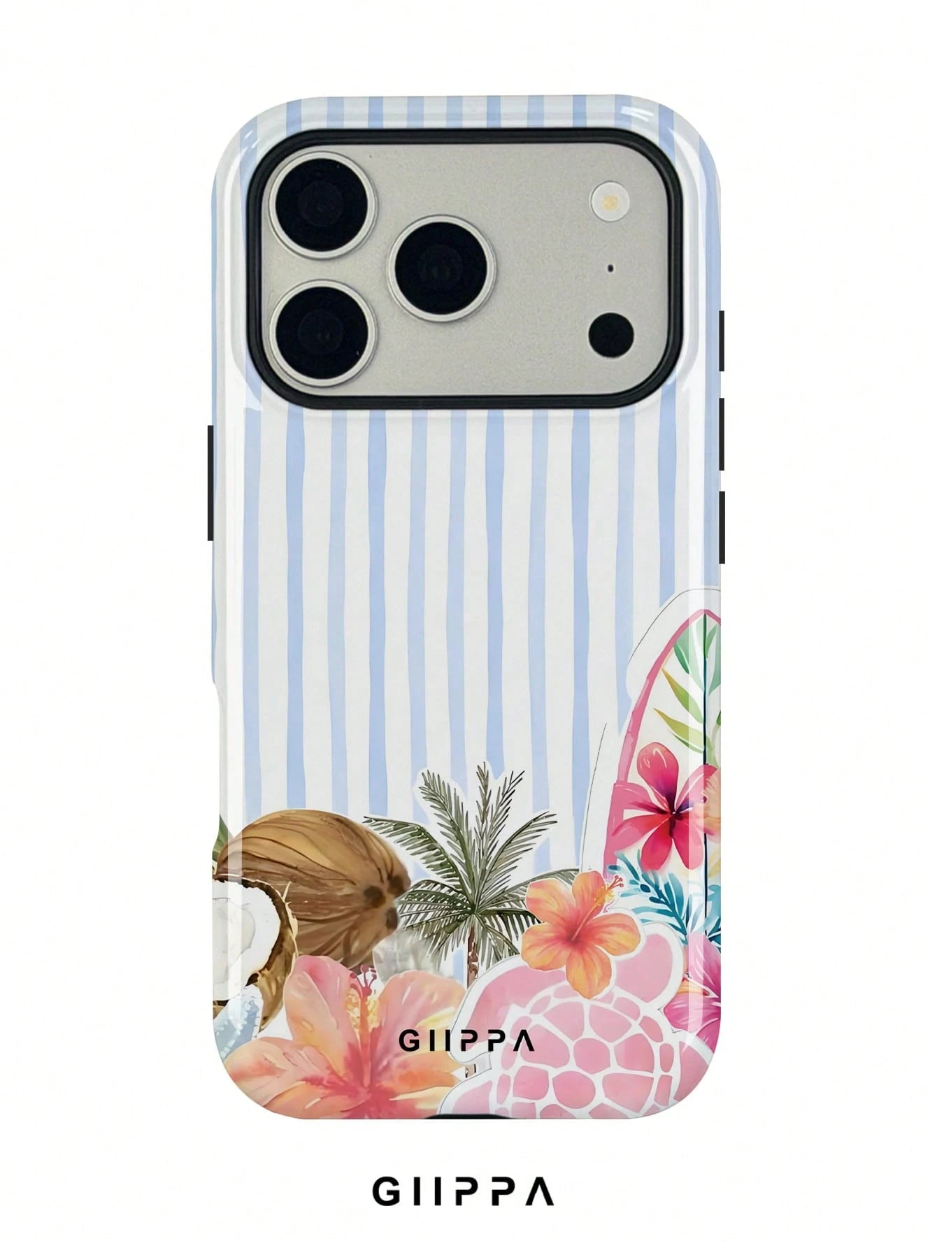 GIIPPA 1pc White Base With Light Pink Hand-Painted Striped Pattern Design, Phone 17 Pro Max Phone Case, Compatible With Phone 16 Pro Max, 15 Pro Max, 14 Pro Max, Korean-Style High-End Fashion Fun Phon