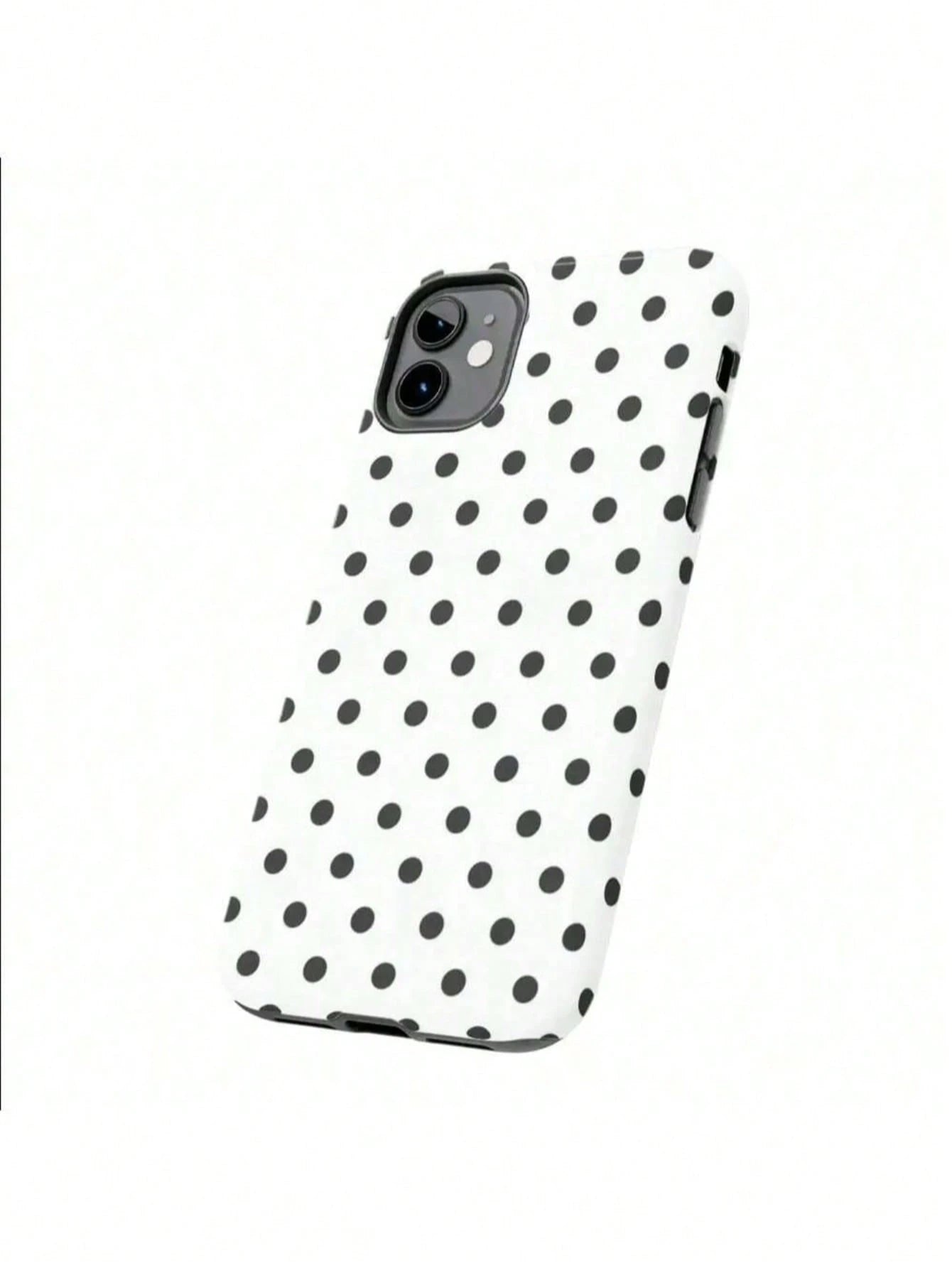 GIIPPA Minimalist Black Polka Dot Phone Case For Phone 17, 16 Pro Max, 15 Pro, 13, 11, 12, XS, 8 Plus, 7- Glossy 2-In-1 Phone Case- Add Shine To Your New Phone