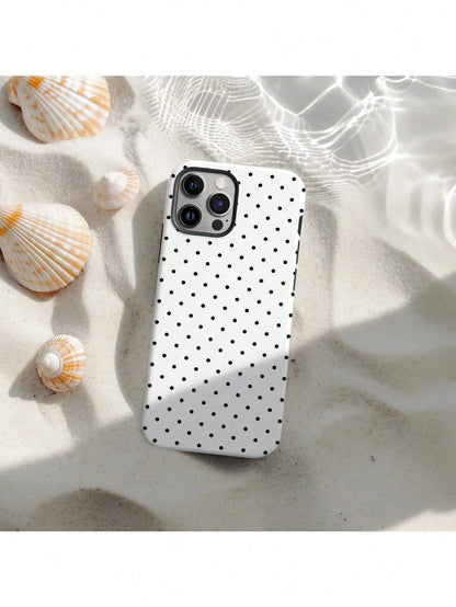 GIIPPA Soft & Cute White Polka Dot Phone Case, Y2K Style, Compatible With 17/16/15/14/13/12/11 Pro Max, Aesthetic