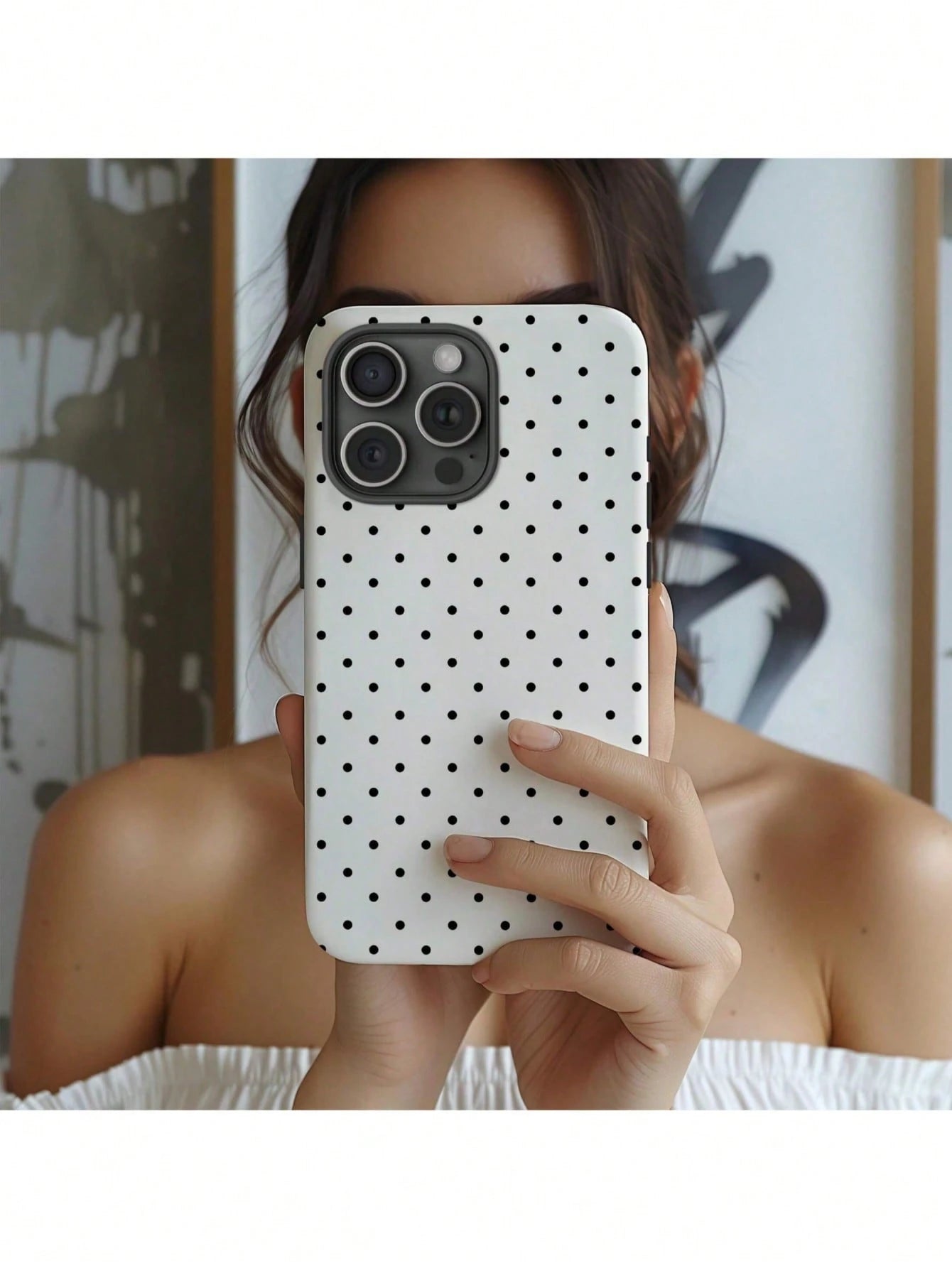 GIIPPA Soft & Cute White Polka Dot Phone Case, Y2K Style, Compatible With 17/16/15/14/13/12/11 Pro Max, Aesthetic