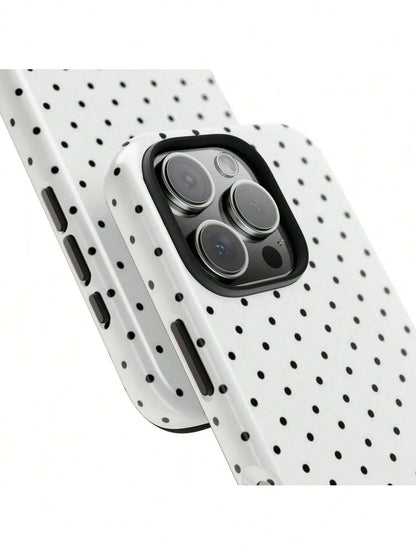 GIIPPA Soft & Cute White Polka Dot Phone Case, Y2K Style, Compatible With 17/16/15/14/13/12/11 Pro Max, Aesthetic