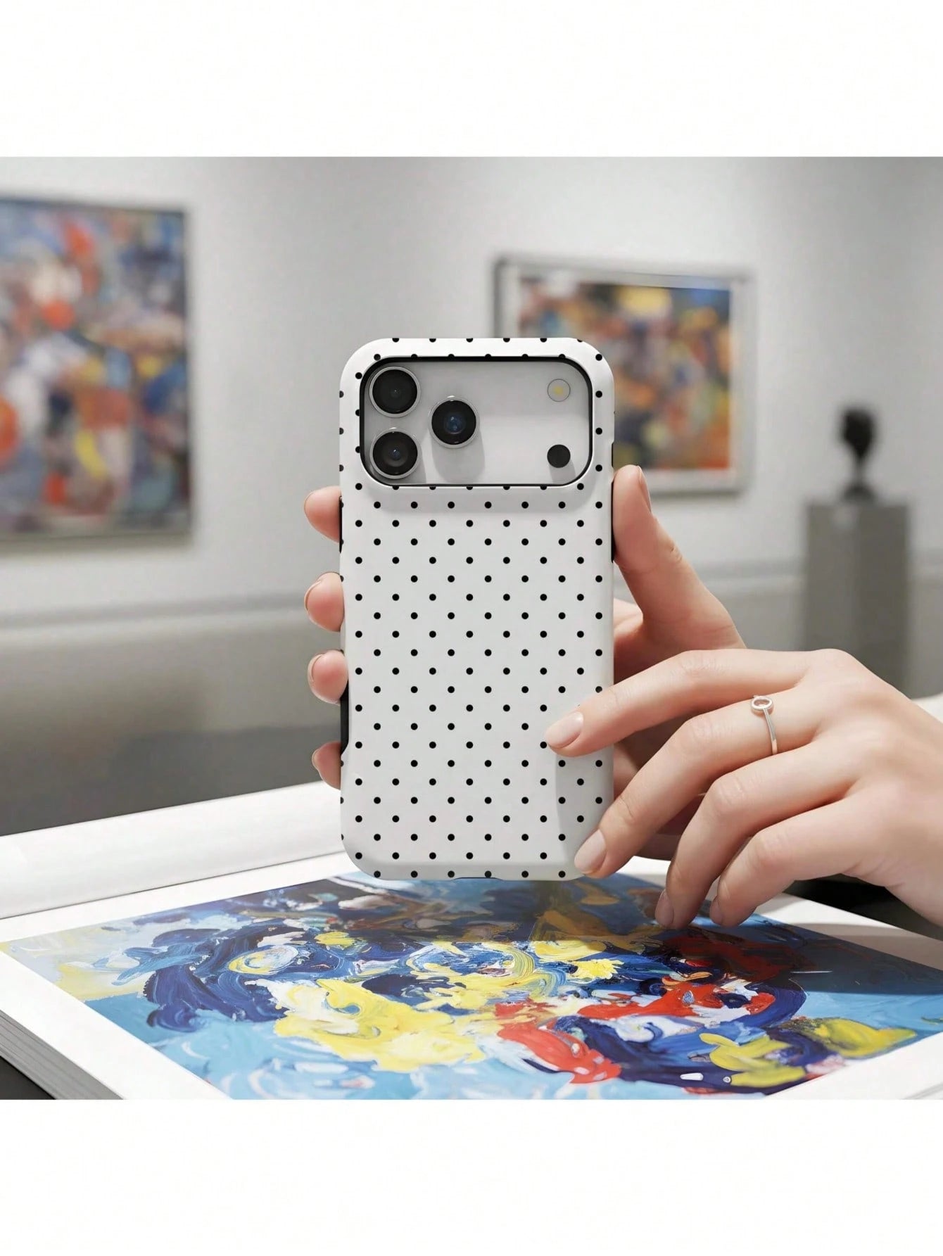GIIPPA Soft & Cute White Polka Dot Phone Case, Y2K Style, Compatible With 17/16/15/14/13/12/11 Pro Max, Aesthetic