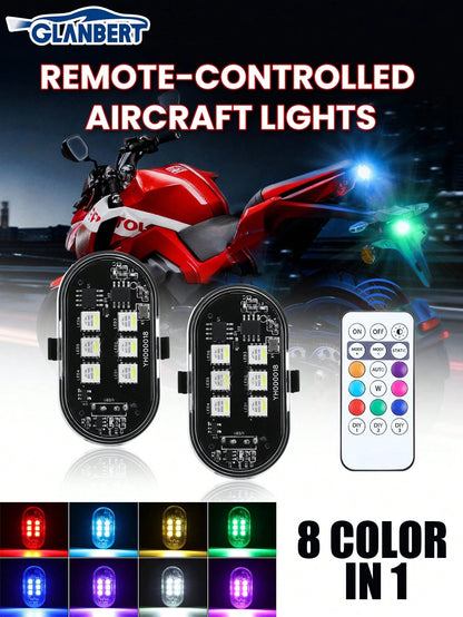 GLANBERT Upgraded 6LEDs 6/4/2PCS Wireless LED Strobe Lights,Car Decorative Lights,With Remote Control,Mini Lights 8 Colors USB Charing Anti-Collision Led Emergency Warning Lights For Car Motorcycle Dr