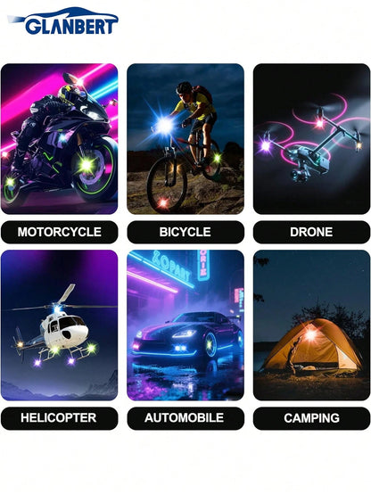 GLANBERT Upgraded 6LEDs 6/4/2PCS Wireless LED Strobe Lights,Car Decorative Lights,With Remote Control,Mini Lights 8 Colors USB Charing Anti-Collision Led Emergency Warning Lights For Car Motorcycle Dr