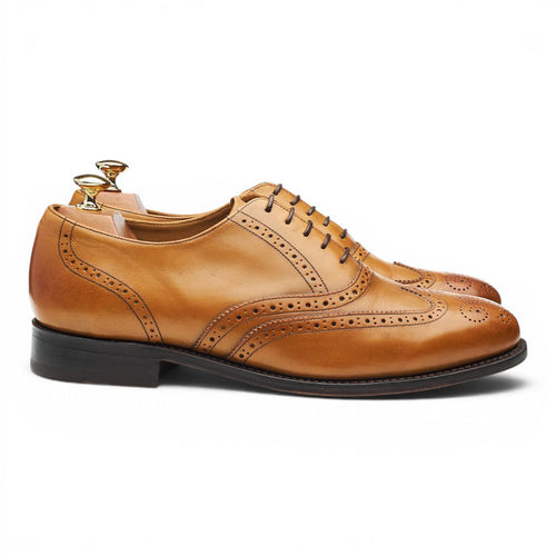 'Glasgow' Tan Brown Leather Oxford Brogues UK 9 G