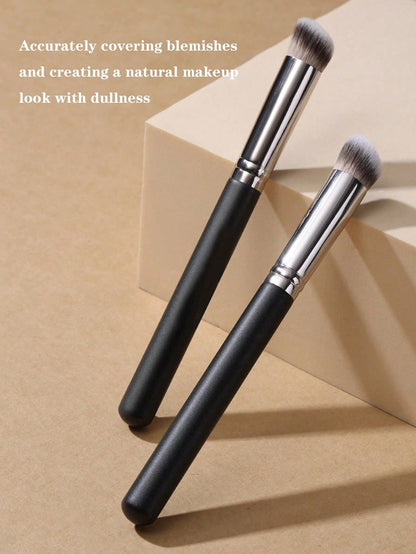 Glossy Handle Makeup Brush With Soft And Dense Bristles For Men And Women, Suitable For Concealer, Blending, Setting Powder, Liquid, Cream, And Polishing Cosmetics. It Can Be Used For Contouring The N