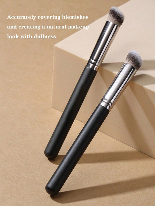 Glossy Handle Makeup Brush With Soft And Dense Bristles For Men And Women, Suitable For Concealer, Blending, Setting Powder, Liquid, Cream, And Polishing Cosmetics. It Can Be Used For Contouring The N