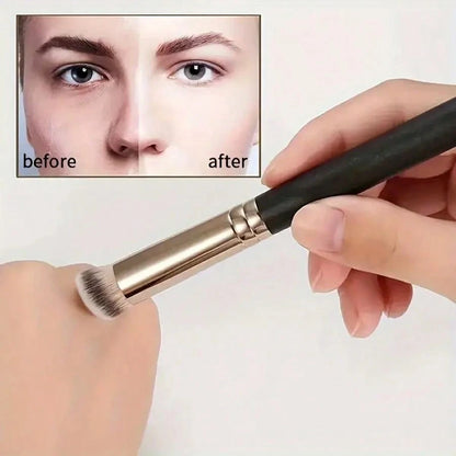 Glossy Handle Makeup Brush With Soft And Dense Bristles For Men And Women, Suitable For Concealer, Blending, Setting Powder, Liquid, Cream, And Polishing Cosmetics. It Can Be Used For Contouring The N