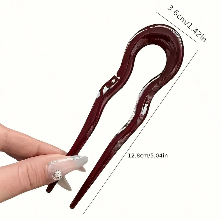 Glossy U-Shaped Hair Clips- Tortoiseshell And Solid Color Hair Clips, Firmly Holds Hairstyles| Fashionable Daily/Party Hair Accessories, Head Accessories, School, Hair