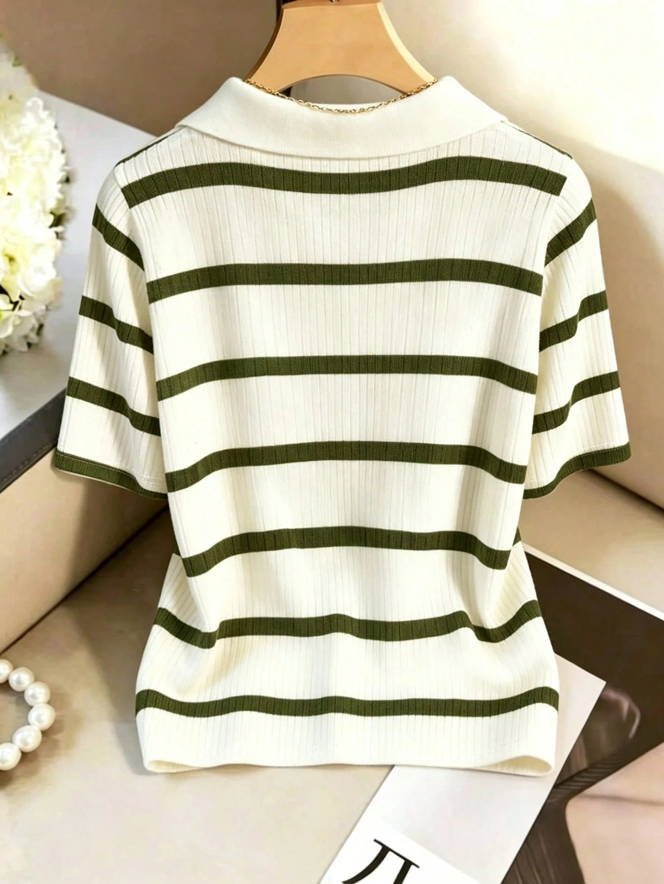 GlowEve CURVE Women's Summer Fashion Casual Elegant Classic Striped Plus Size T-Shirt