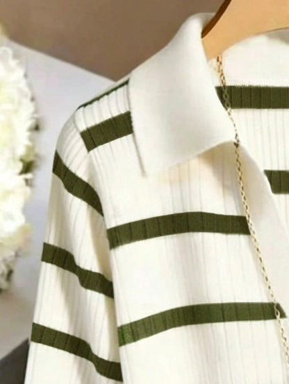 GlowEve CURVE Women's Summer Fashion Casual Elegant Classic Striped Plus Size T-Shirt