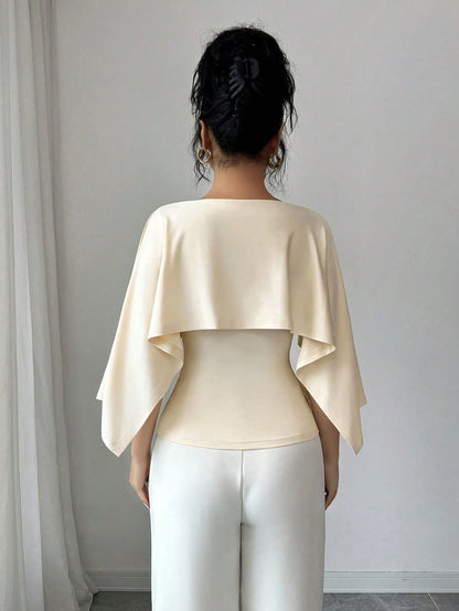 GlowEve New Arrival Women's Sleeveless Shawl Collar Elastic Knit Top, Elegant Everyday Versatile Fitted Slim Fit T-Shirt