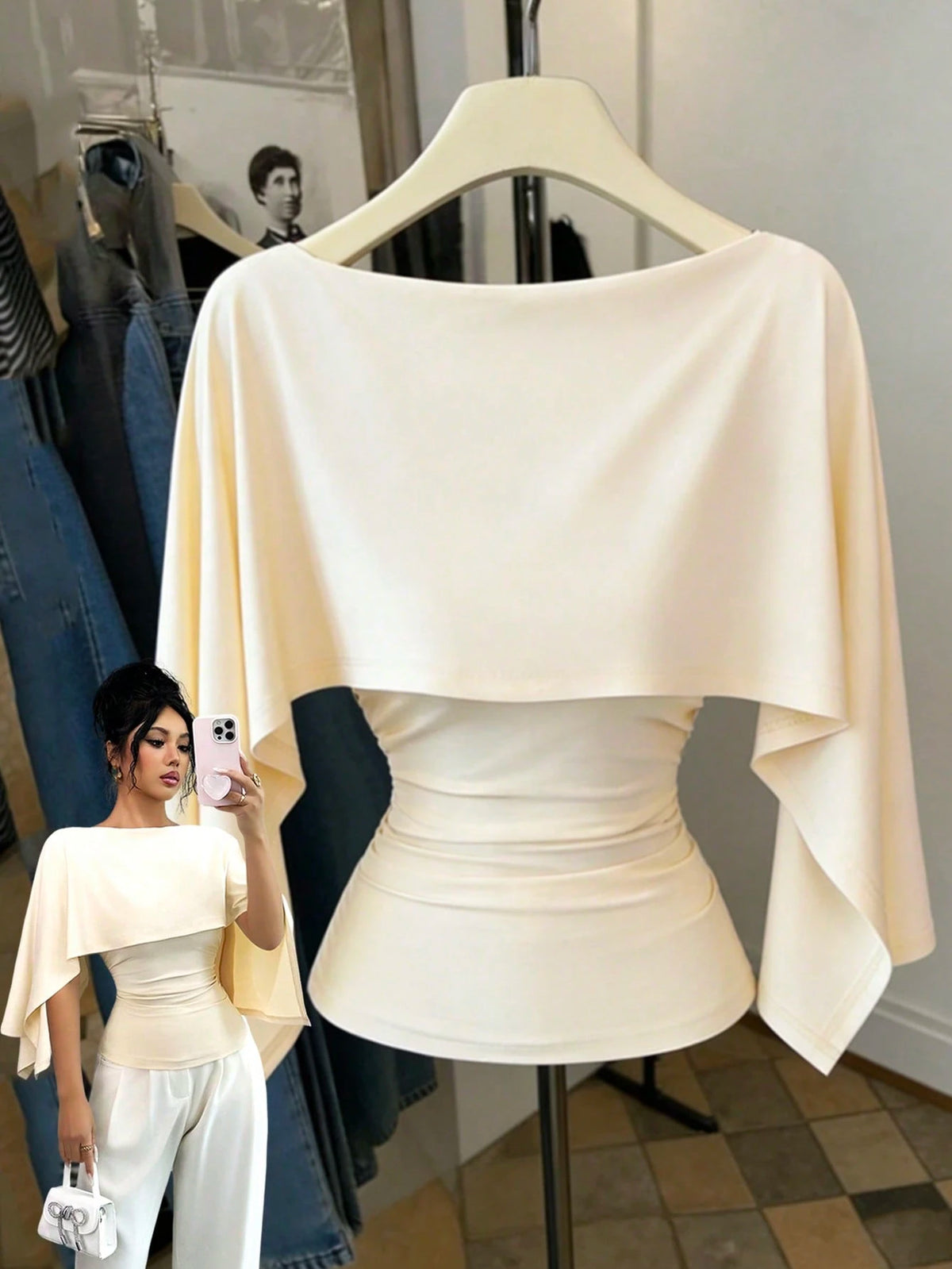 GlowEve New Arrival Women's Sleeveless Shawl Collar Elastic Knit Top, Elegant Everyday Versatile Fitted Slim Fit T-Shirt