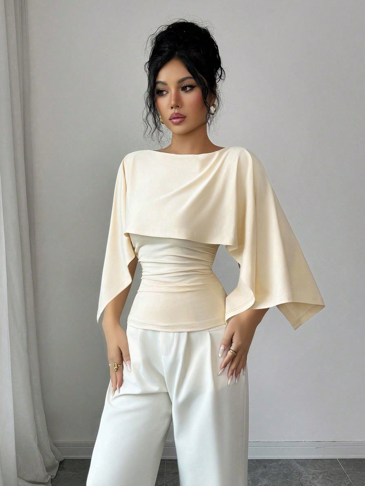 GlowEve New Arrival Women's Sleeveless Shawl Collar Elastic Knit Top, Elegant Everyday Versatile Fitted Slim Fit T-Shirt