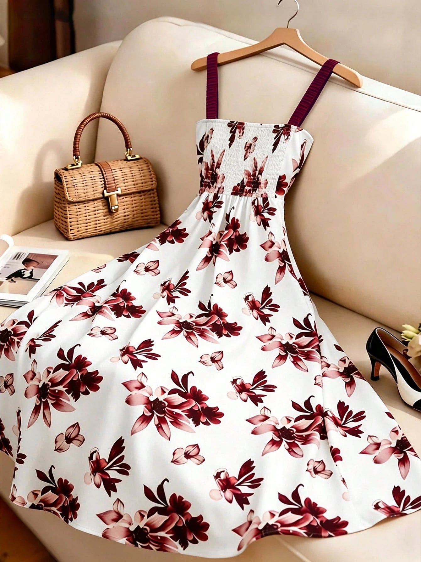 GlowEve Tulip Print Dress, Artistic Floral Sleeveless Summer Vacation Dress