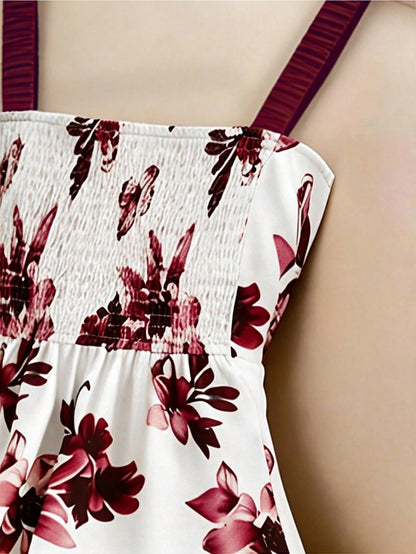 GlowEve Tulip Print Dress, Artistic Floral Sleeveless Summer Vacation Dress