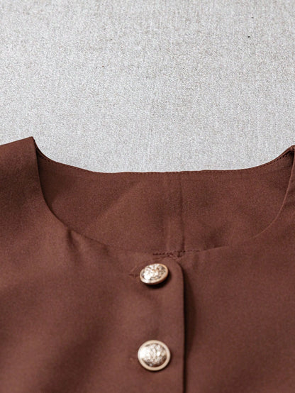 GlowEve Vintage Style Elegant Casual Crew Neck Cardigan Top For Women
