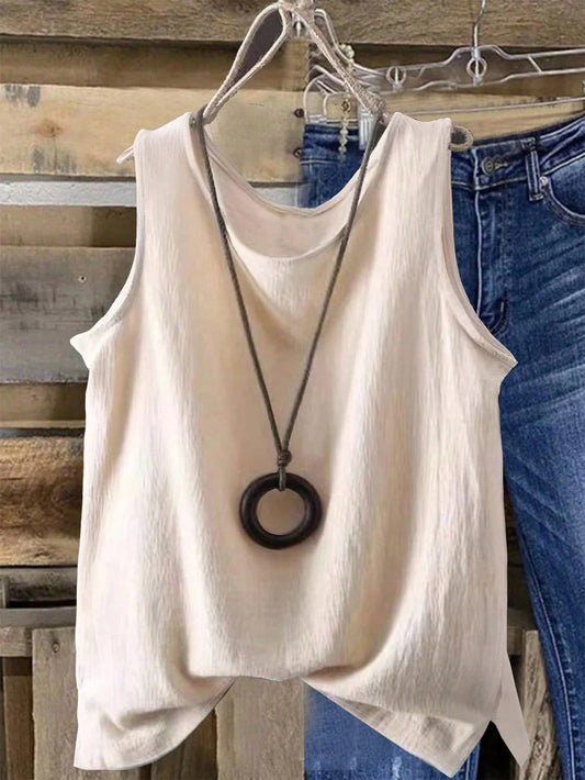 GlowEve Women's Casual Solid Color Sleeveless Crew Neck Tank Top, Summer