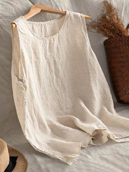 GlowEve Women's Casual Solid Color Sleeveless Crew Neck Tank Top, Summer