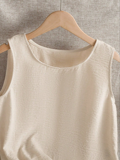 GlowEve Women's Casual Solid Color Sleeveless Crew Neck Tank Top, Summer