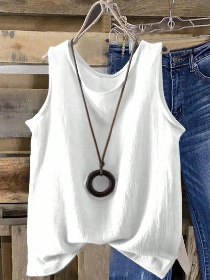 GlowEve Women's Casual Solid Color Sleeveless Crew Neck Tank Top, Summer