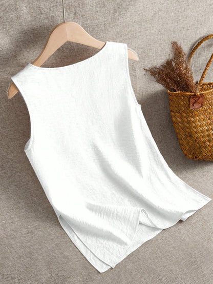 GlowEve Women's Casual Solid Color Sleeveless Crew Neck Tank Top, Summer