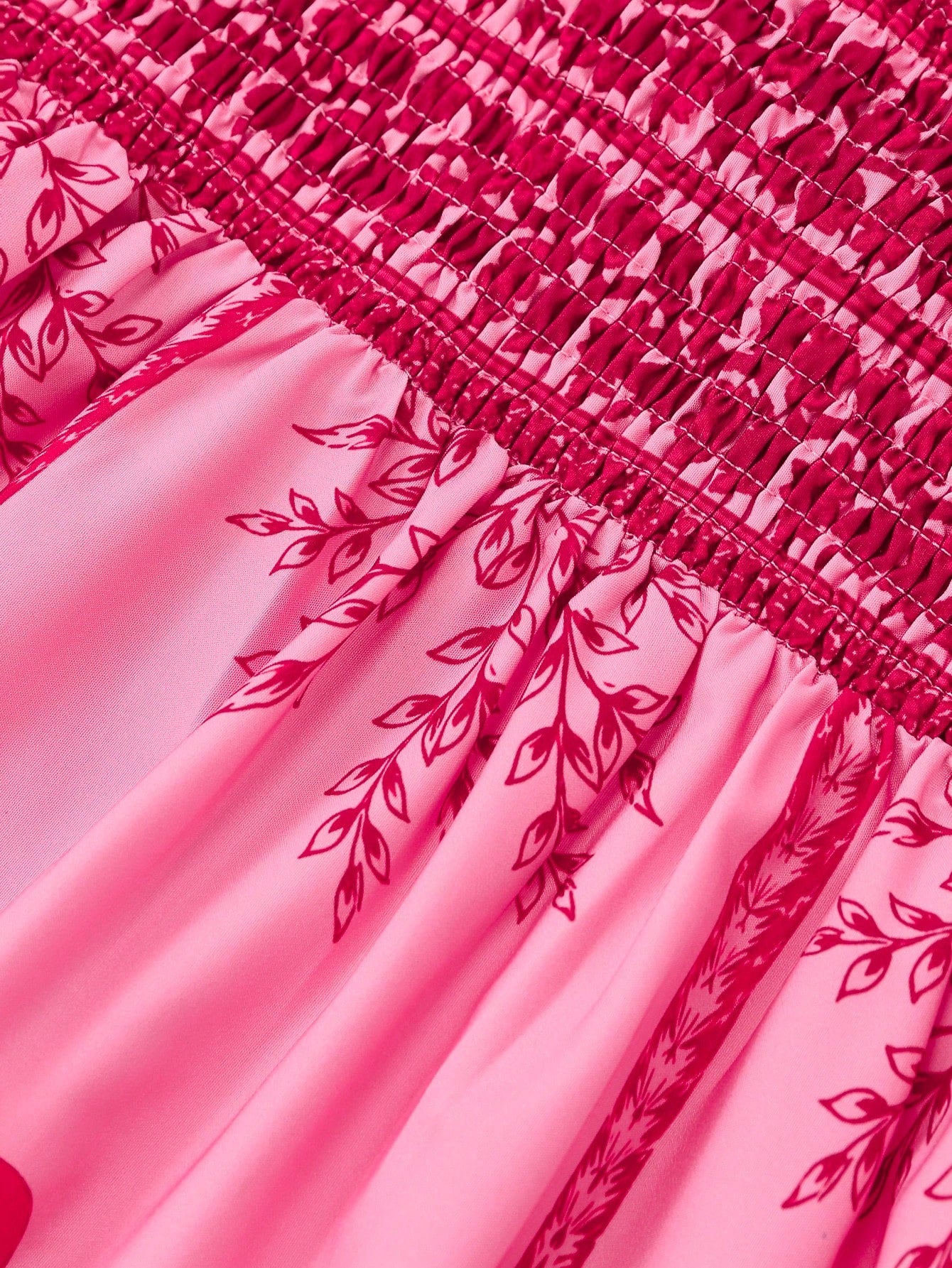 GlowEve Women's Floral Pink Summer Tropical Holiday Vacation Holiday Printed Spaghetti Strap Tie Waist A-Line Dress, Elegant French Retro Slip Dress