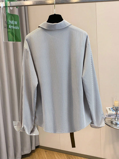 GlowEve Women's Striped Patchwork Long Sleeve Casual Shirt